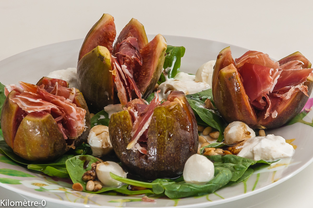 Photo de recette de figues au jambon de Kilomètre-0, blog de cuisine réalisée à partir de produits locaux et issus de circuits courts