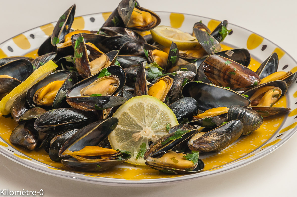 Photo de recette de moules rapides de Kilomètre-0, blog de cuisine réalisée à partir de produits locaux et issus de circuits courts
