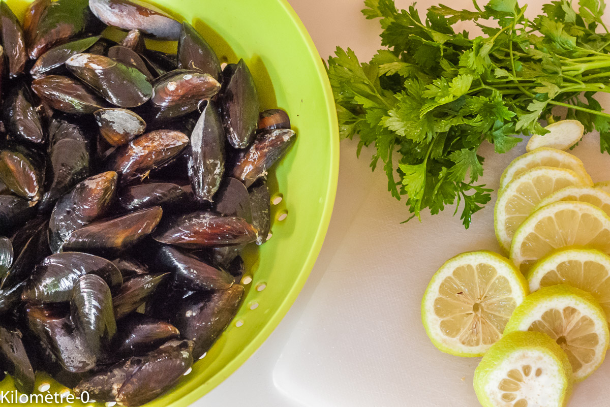 Photo de recette de moules citron de Kilomètre-0, blog de cuisine réalisée à partir de produits locaux et issus de circuits courts