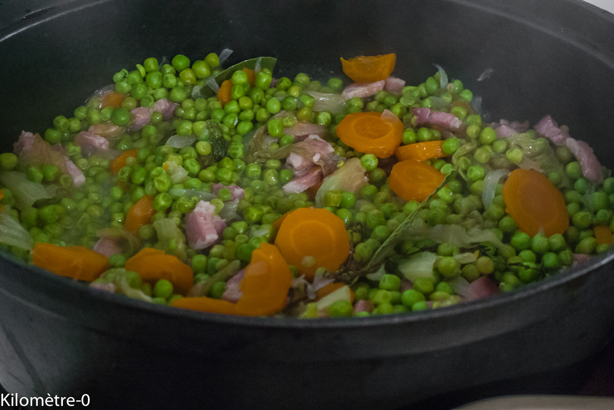 Photo de recette de petits pois de Kilomètre-0, blog de cuisine réalisée à partir de produits locaux et issus de circuits courts