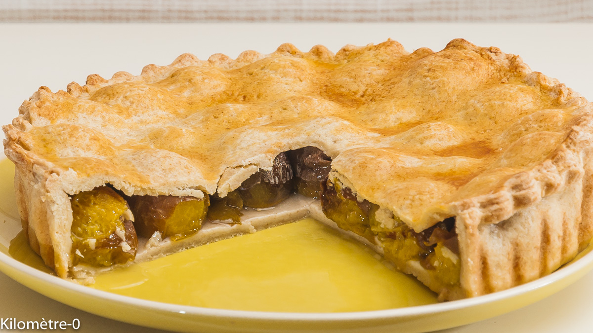 Photo de recette de pâté angevin, prunes de Kilomètre-0, blog de cuisine réalisée à partir de produits locaux et issus de circuits courts