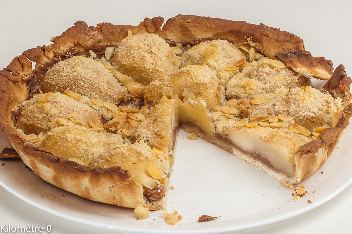 Photo de recette de tarte aux poires bio, châtaignes de Kilomètre-0, blog de cuisine réalisée à partir de produits locaux et issus de circuits courts