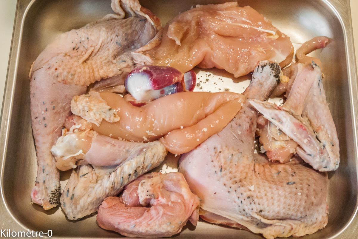 Photo de recette de poulet bio de Kilomètre-0, blog de cuisine réalisée à partir de produits locaux et issus de circuits courts