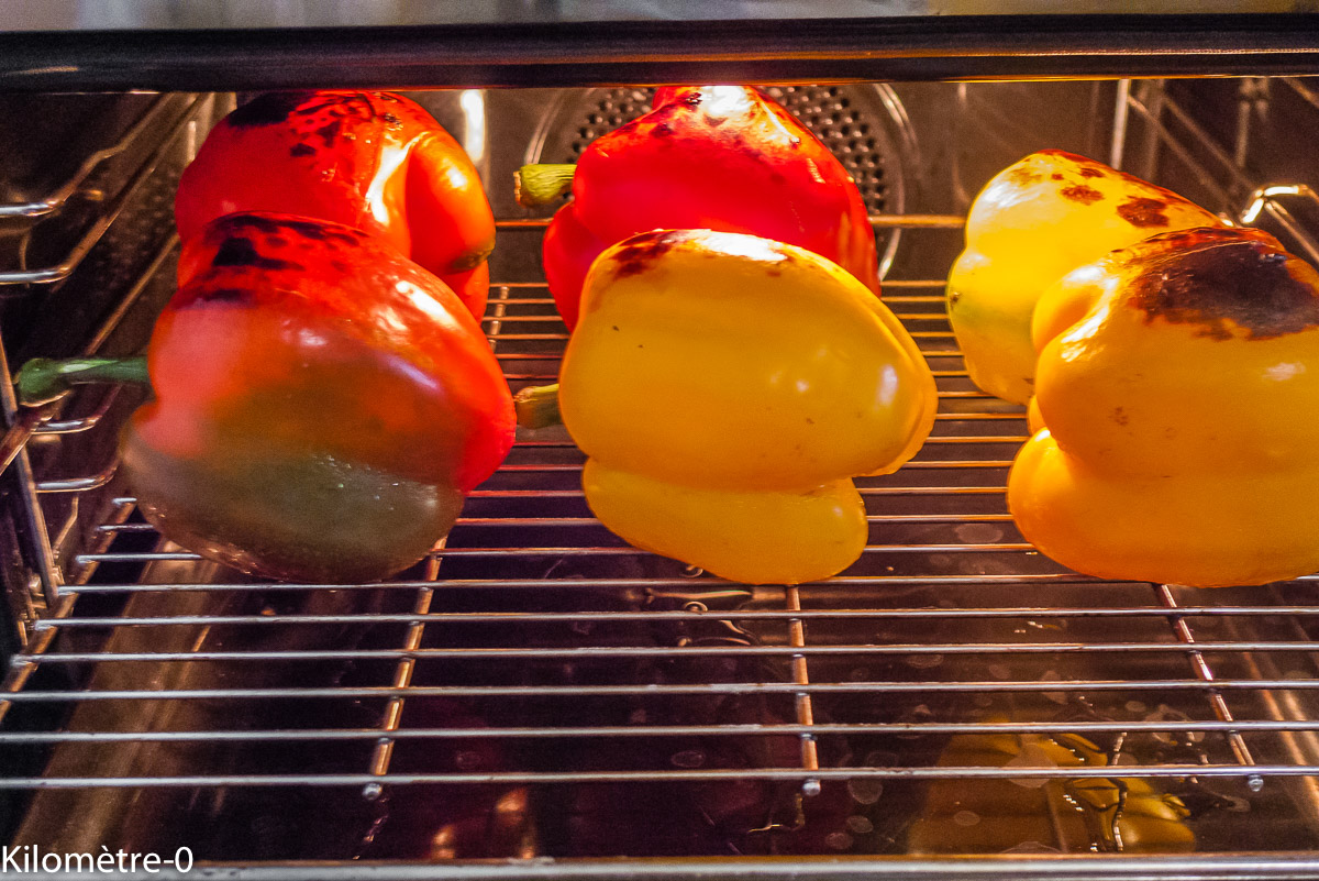 Photo de recette de poivrons grillés de Kilomètre-0, blog de cuisine réalisée à partir de produits locaux et issus de circuits courts
