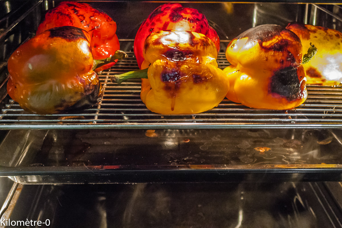 Photo de recette de poivrons grillés de Kilomètre-0, blog de cuisine réalisée à partir de produits locaux et issus de circuits courts