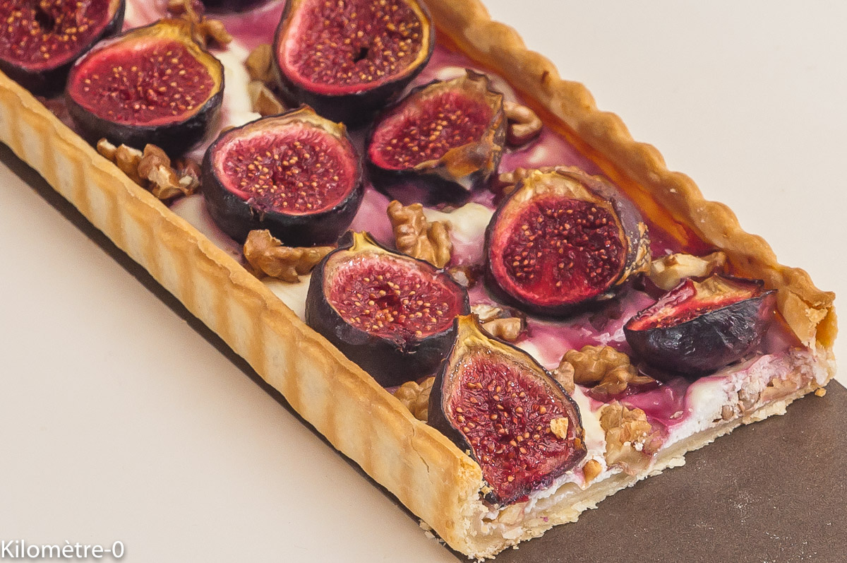 Photo de recette de tarte, figues, noix de  Kilomètre-0, blog de cuisine réalisée à partir de produits locaux et issus de circuits courts