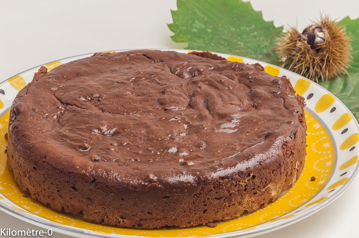 Photo de recette de fondant au chocolat, moelleux, châtaignes, bio de Kilomètre-0, blog de cuisine réalisée à partir de produits locaux et issus de circuits courts