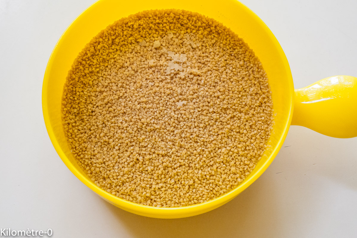 Photo de recette de semoule bio de Kilomètre-0, blog de cuisine réalisée à partir de produits locaux et issus de circuits courts