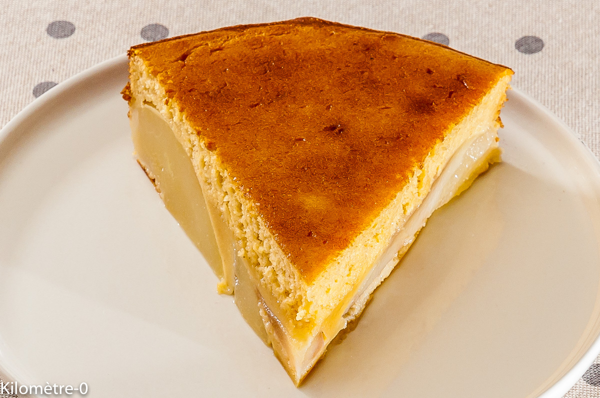 Photo de recette de gâteau, dessert, poires, lait concentré de Kilomètre-0, blog de cuisine réalisée à partir de produits locaux et issus de circuits courts