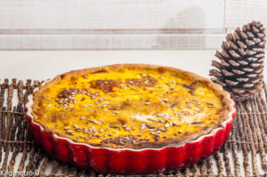 Photo de recette de tarte salée,  quiche, tarte, butternut, cèpes, de Kilomètre-0, blog de cuisine réalisée à partir de produits locaux et issus de circuits courts