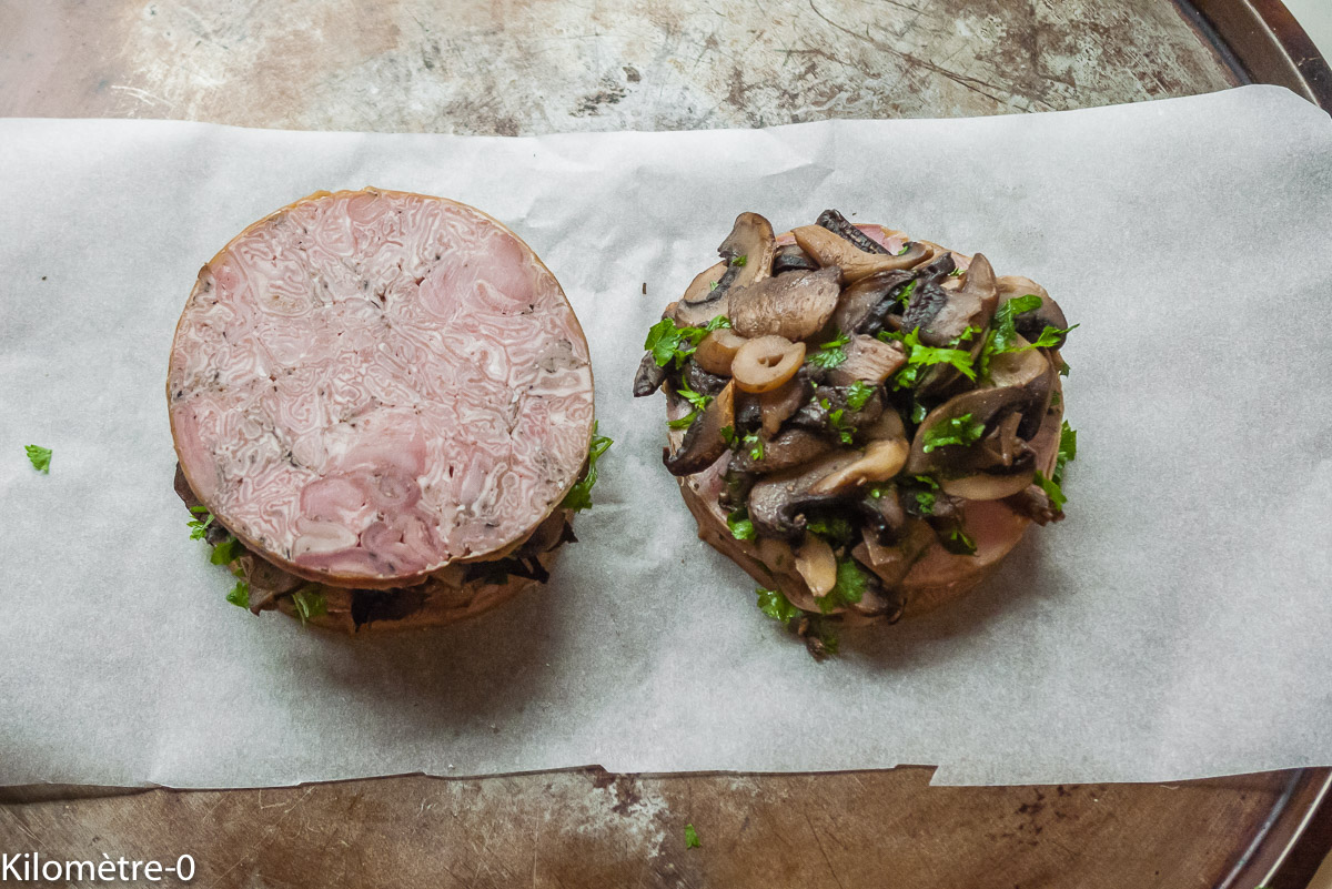 Photo de recette de millefeuille andouille de Kilomètre-0, blog de cuisine réalisée à partir de produits locaux et issus de circuits courts