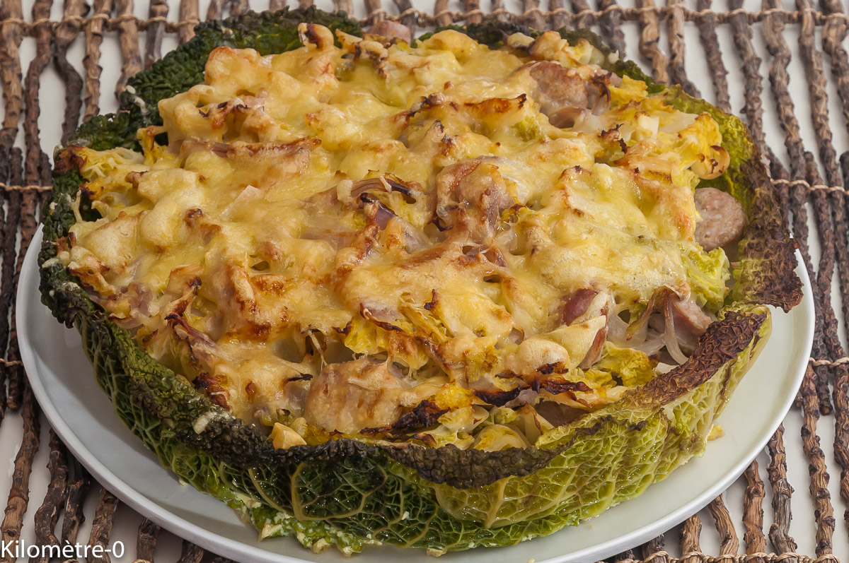 Photo de recette de chou frisé, saucisse au chou, gâteau de chou de Kilomètre-0, blog de cuisine réalisée à partir de produits locaux et issus de circuits courts