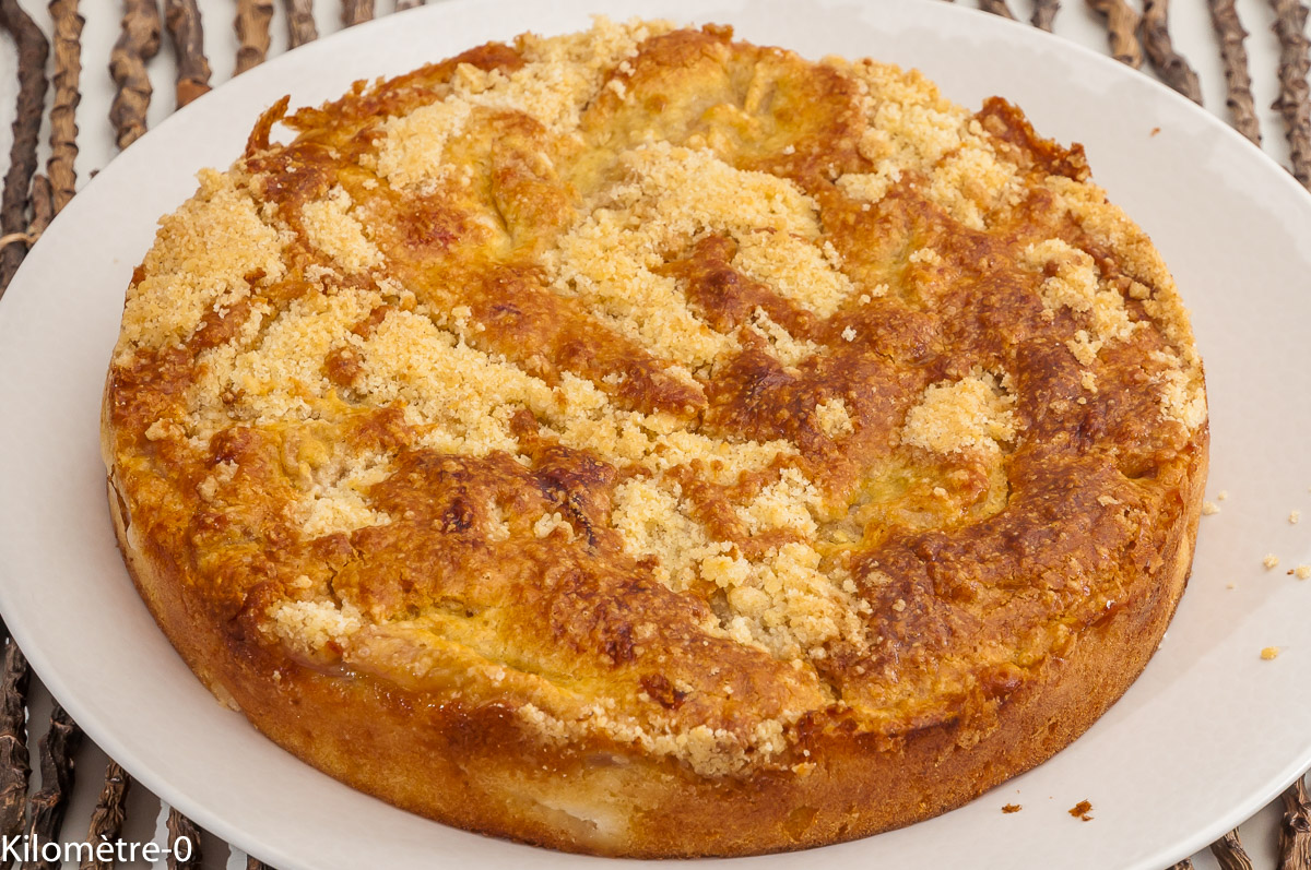 Photo de recette de tarte crumble, poires de Kilomètre-0, blog de cuisine réalisée à partir de produits locaux et issus de circuits courts