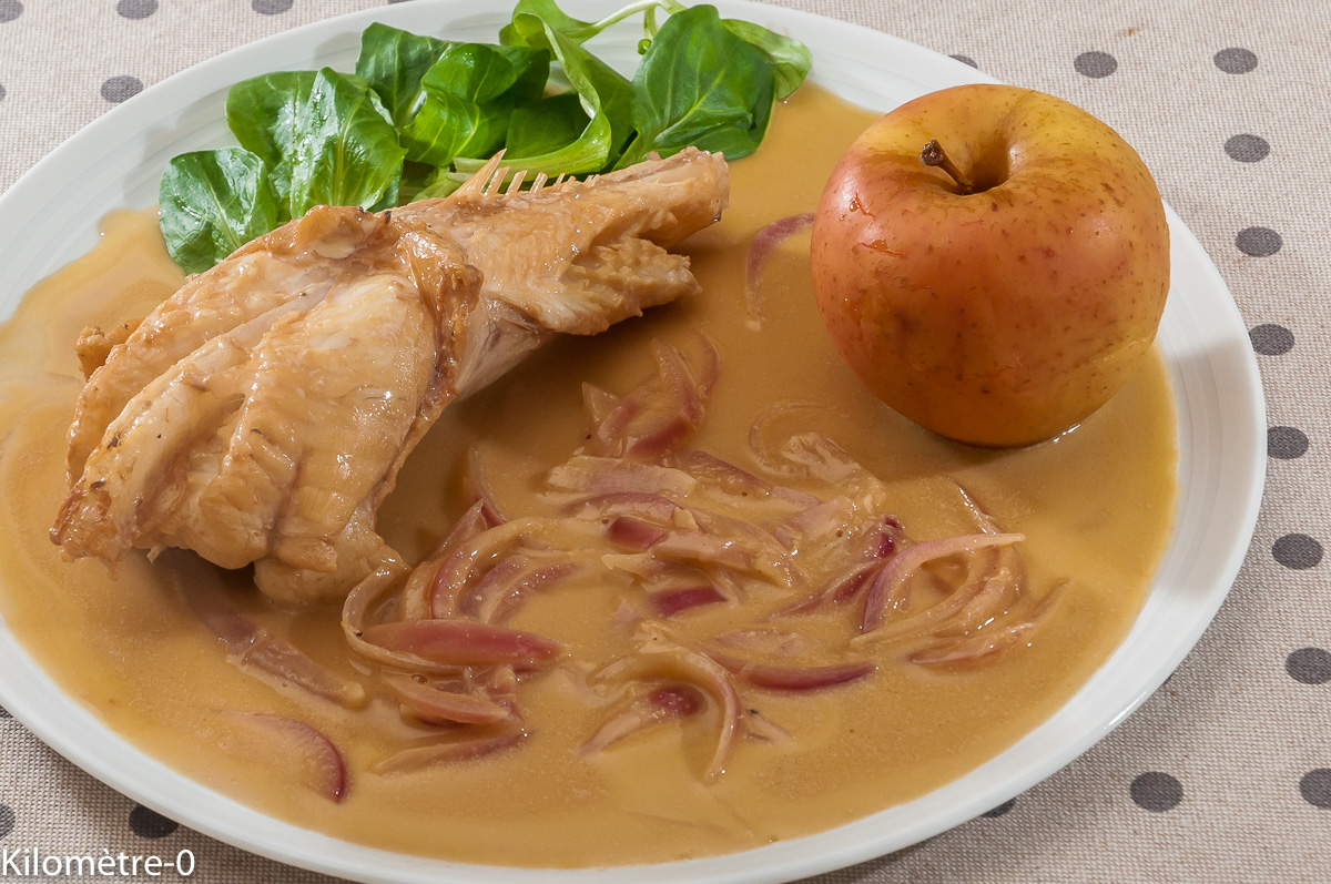 Photo de recette de lotte, cidre, pomme de Kilomètre-0, blog de cuisine réalisée à partir de produits locaux et issus de circuits courts