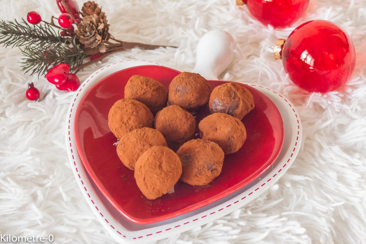 Photo de recette de truffes au chocolat et marrons de Kilomètre-0, blog de cuisine réalisée à partir de produits locaux et issus de circuits courts