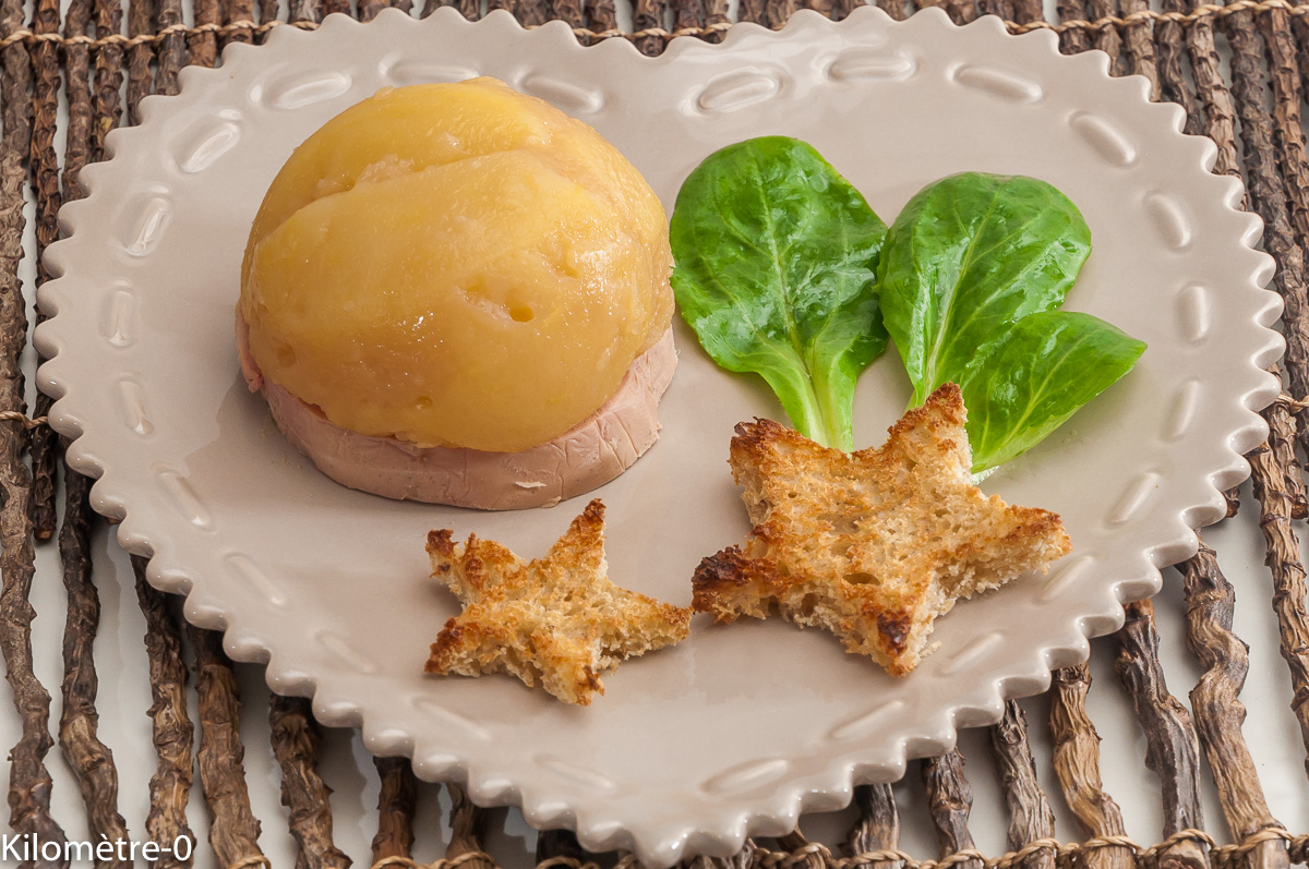 Photo de recette de foie gras aux pommes de Kilomètre-0, blog de cuisine réalisée à partir de produits locaux et issus de circuits courts