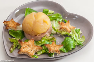 Photo de recette de foie gras, dôme, pomme , pain d'épices de Kilomètre-0, blog de cuisine réalisée à partir de produits locaux et issus de circuits courts