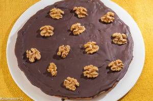 Photo de recette de tarte chocolat, noix de Kilomètre-0, blog de cuisine réalisée à partir de produits locaux et issus de circuits courts