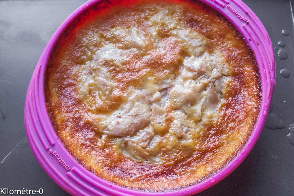 Photo de recette de gâteau invisible aux poires de Kilomètre-0, blog de cuisine réalisée à partir de produits locaux et issus de circuits courts