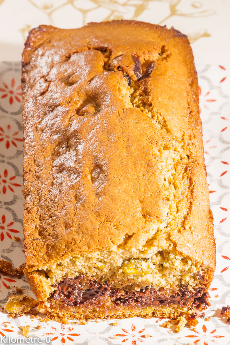 Photo de recette de cake chocolat pistaches bio de Kilomètre-0, blog de cuisine réalisée à partir de produits locaux et issus de circuits courts