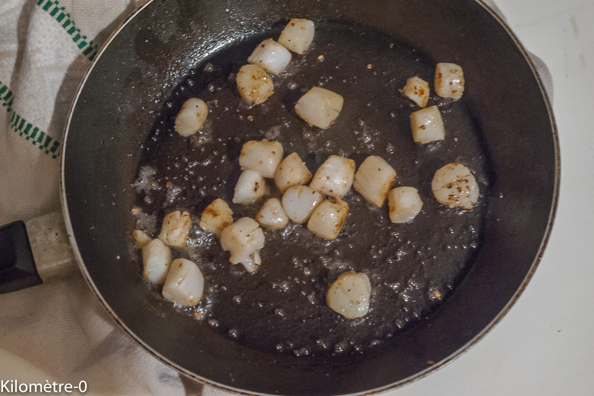Photo de recette de pétoncles de Kilomètre-0, blog de cuisine réalisée à partir de produits locaux et issus de circuits courts