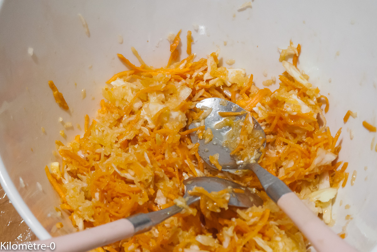 Photo de recette de salade de carottes, chou blanc facile de Kilomètre-0, blog de cuisine réalisée à partir de produits locaux et issus de circuits courts