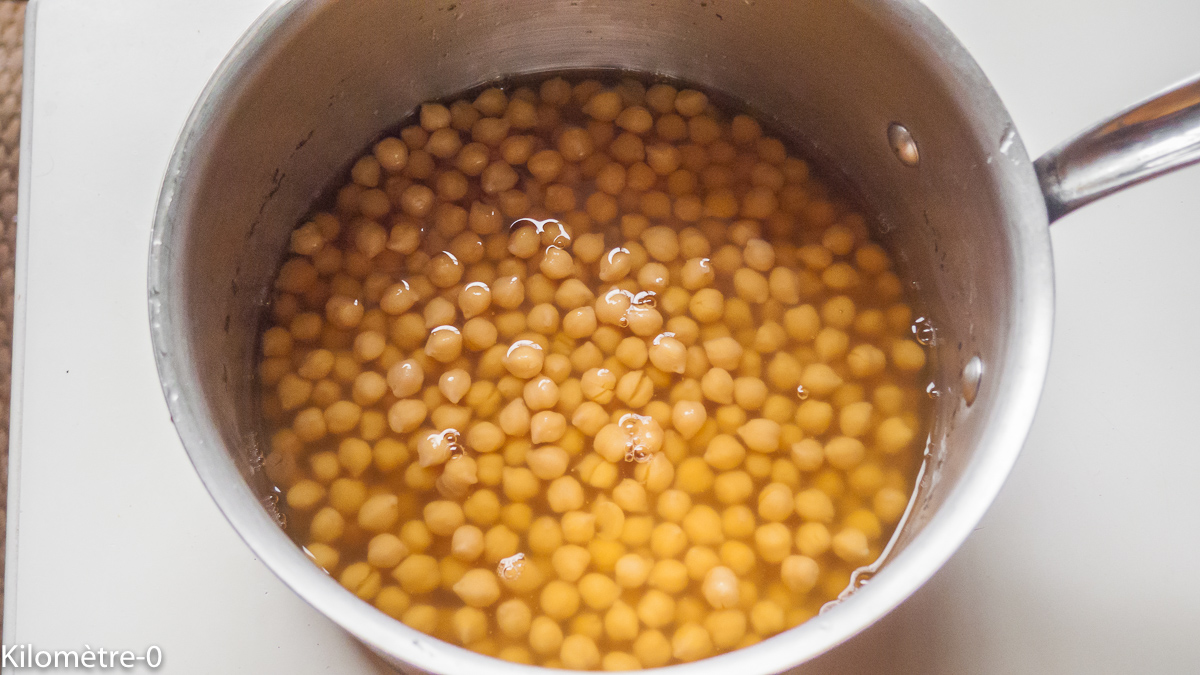 Photo de recette de pois chiche de Kilomètre-0, blog de cuisine réalisée à partir de produits locaux et issus de circuits courts