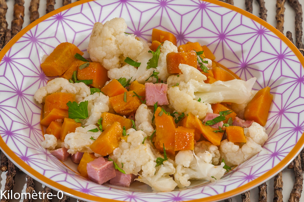 Salade De Chou Fleur A La Patate Douce Et Au Jambon Blanc