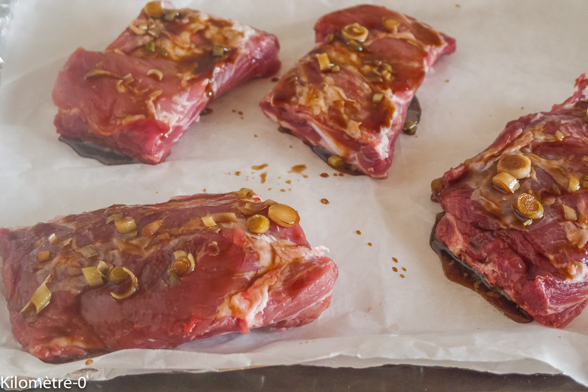 Photo de recette de spare ribs, marinade, sauce soja, citronnelle, miel de Kilomètre-0, blog de cuisine réalisée à partir de produits locaux et issus de circuits courts