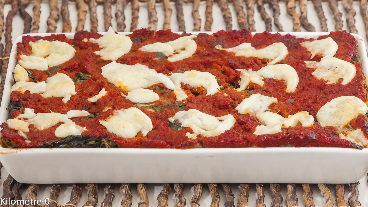 Photo de recette végétarienne, blettes, cardes, poirée, bettes, lasagnes, légumes de de Kilomètre-0, blog de cuisine réalisée à partir de produits locaux et issus de circuits courts