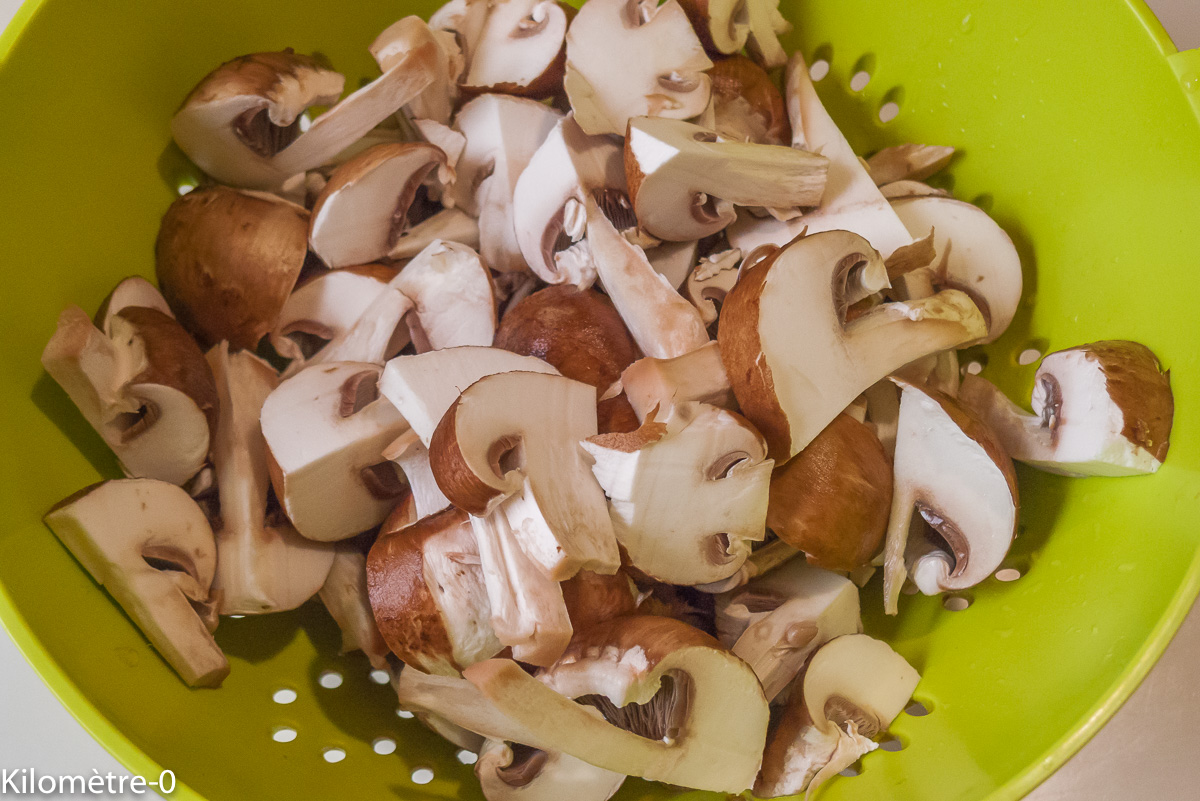 Photo de recette de champignons bio de Kilomètre-0, blog de cuisine réalisée à partir de produits locaux et issus de circuits courts