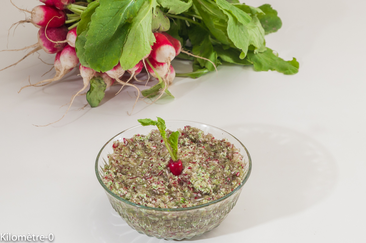 Photo de recette d'apéro, radis bio de Kilomètre-0, blog de cuisine réalisée à partir de produits locaux et issus de circuits courts