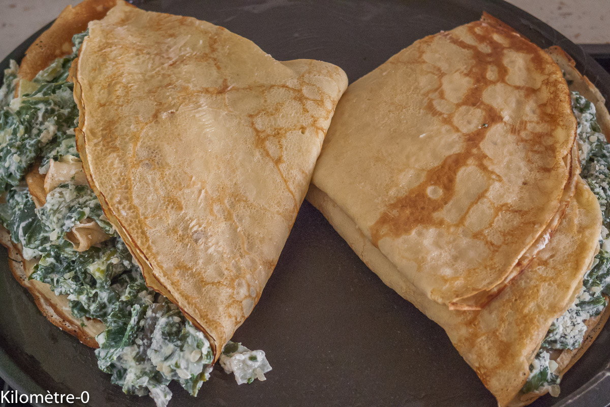 Photo de recette de crêpes farcies, bettes, blettes, facile de Kilomètre-0, blog de cuisine réalisée à partir de produits locaux et issus de circuits courts