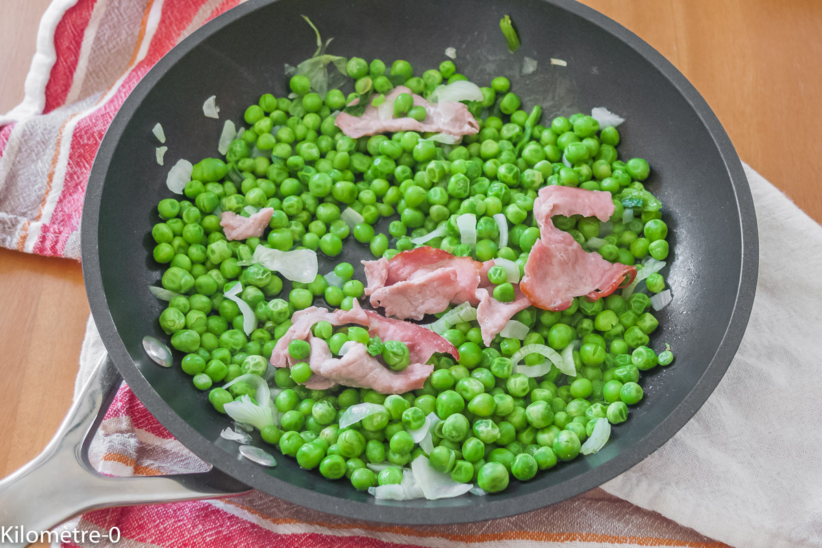 Photo de recette de petits pois facile de Kilomètre-0, blog de cuisine réalisée à partir de produits locaux et issus de circuits courts