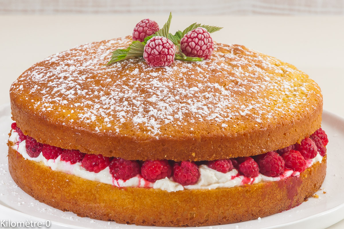 Photo de recette de gâteau, framboises, facile, de Kilomètre-0, blog de cuisine réalisée à partir de produits locaux et issus de circuits courts