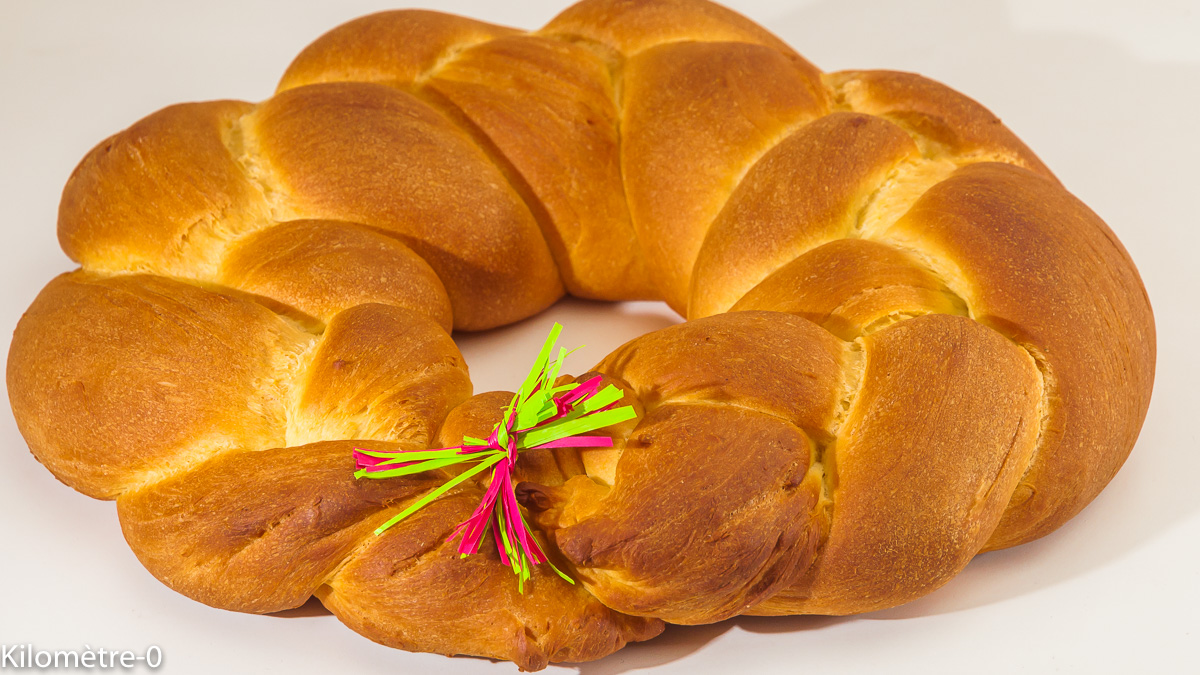 Photo de recette de brioche tressée bio de Kilomètre-0, blog de cuisine réalisée à partir de produits locaux et issus de circuits courts