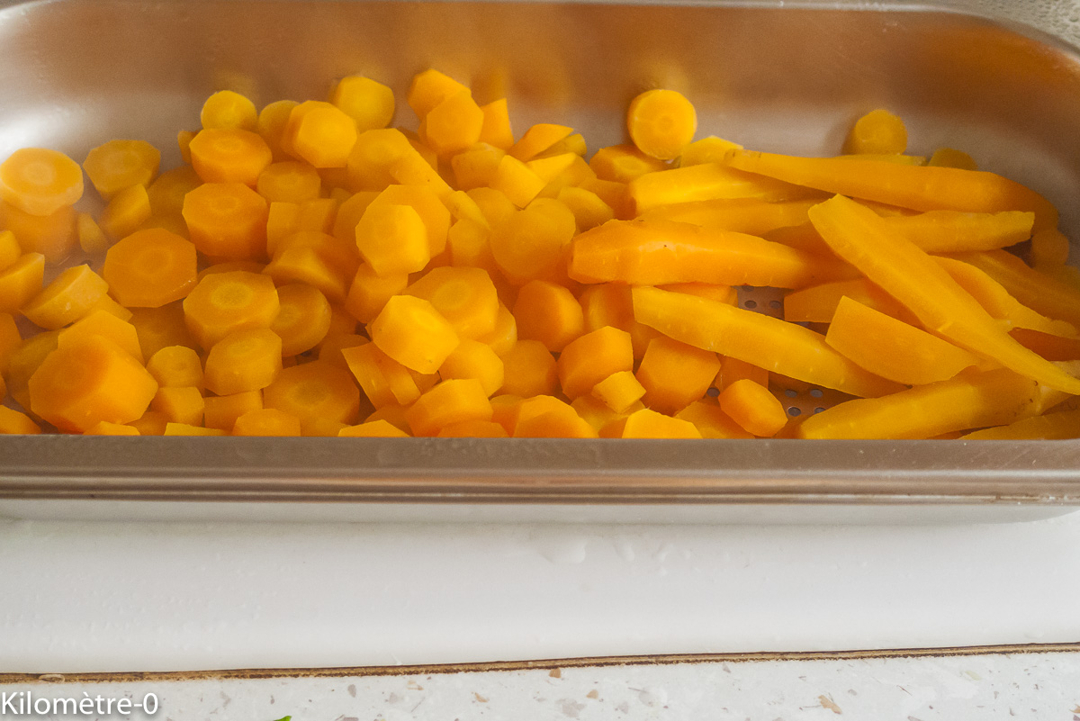Photo de recette de carottes, four vapeur de Kilomètre-0, blog de cuisine réalisée à partir de produits locaux et issus de circuits courts