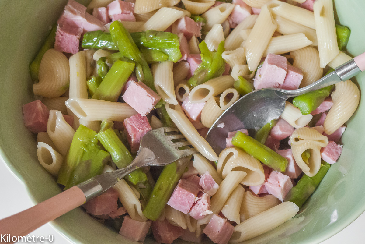 Photo de recette de salade composée facile, printemps, petits pois, jambon, asperges, légère de Kilomètre-0, blog de cuisine réalisée à partir de produits locaux et issus de circuits courts