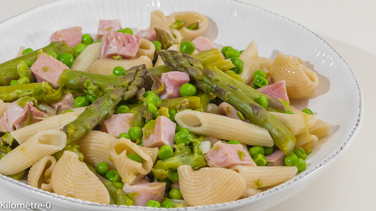 Salade De Pâtes Aux Asperges Petits Pois Et Jambon Blanc