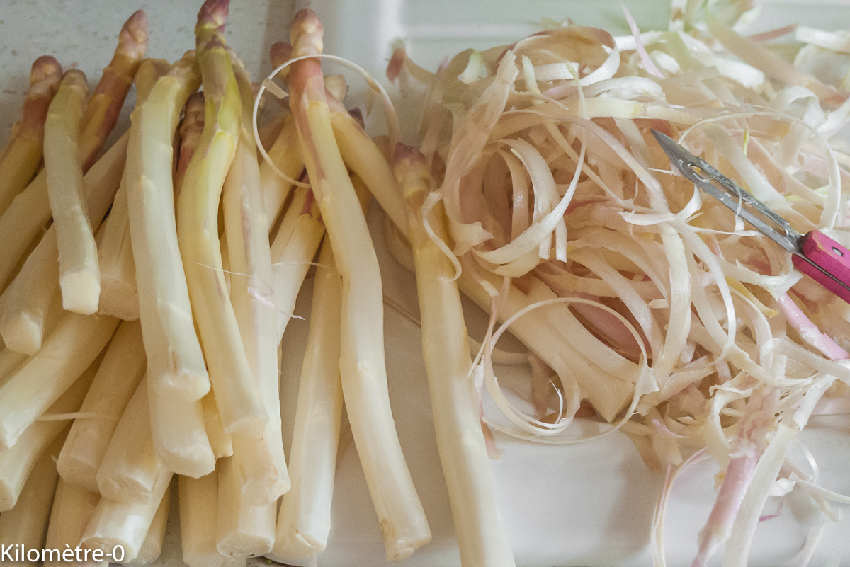 Photo de recette d'asperges blanches, four vapeur, terrine de Kilomètre-0, blog de cuisine réalisée à partir de produits locaux et issus de circuits courts