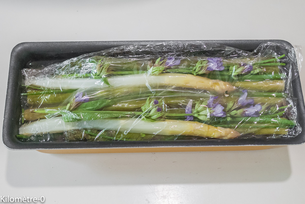 Photo de recette de terrine, asperges vertes, asperges blanches de Kilomètre-0, blog de cuisine réalisée à partir de produits locaux et issus de circuits courts