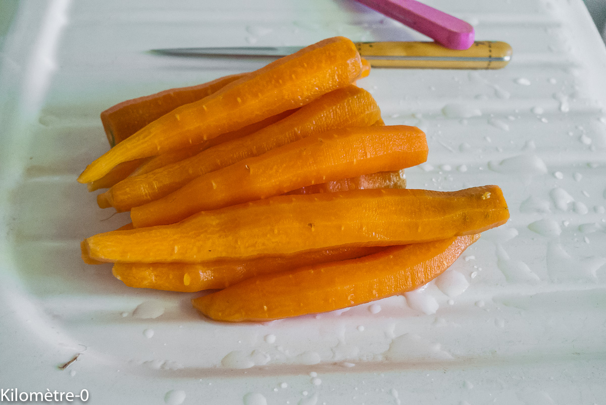 Photo de recette de carottes bio de Kilomètre-0, blog de cuisine réalisée à partir de produits locaux et issus de circuits courts