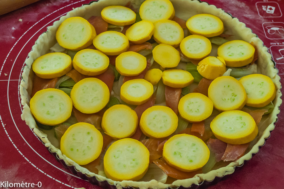Photo de recette de tarte aux courgettes facile de Kilomètre-0, blog de cuisine réalisée à partir de produits locaux et issus de circuits courts