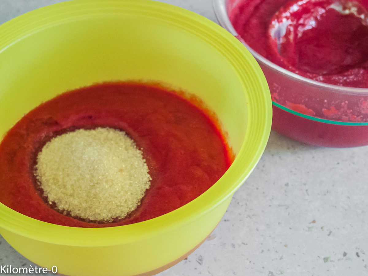 Photo de recette de coulis de framboise léger, facile, fruits rouges, four vapeur de Kilomètre-0, blog de cuisine réalisée à partir de produits locaux et issus de circuits courts