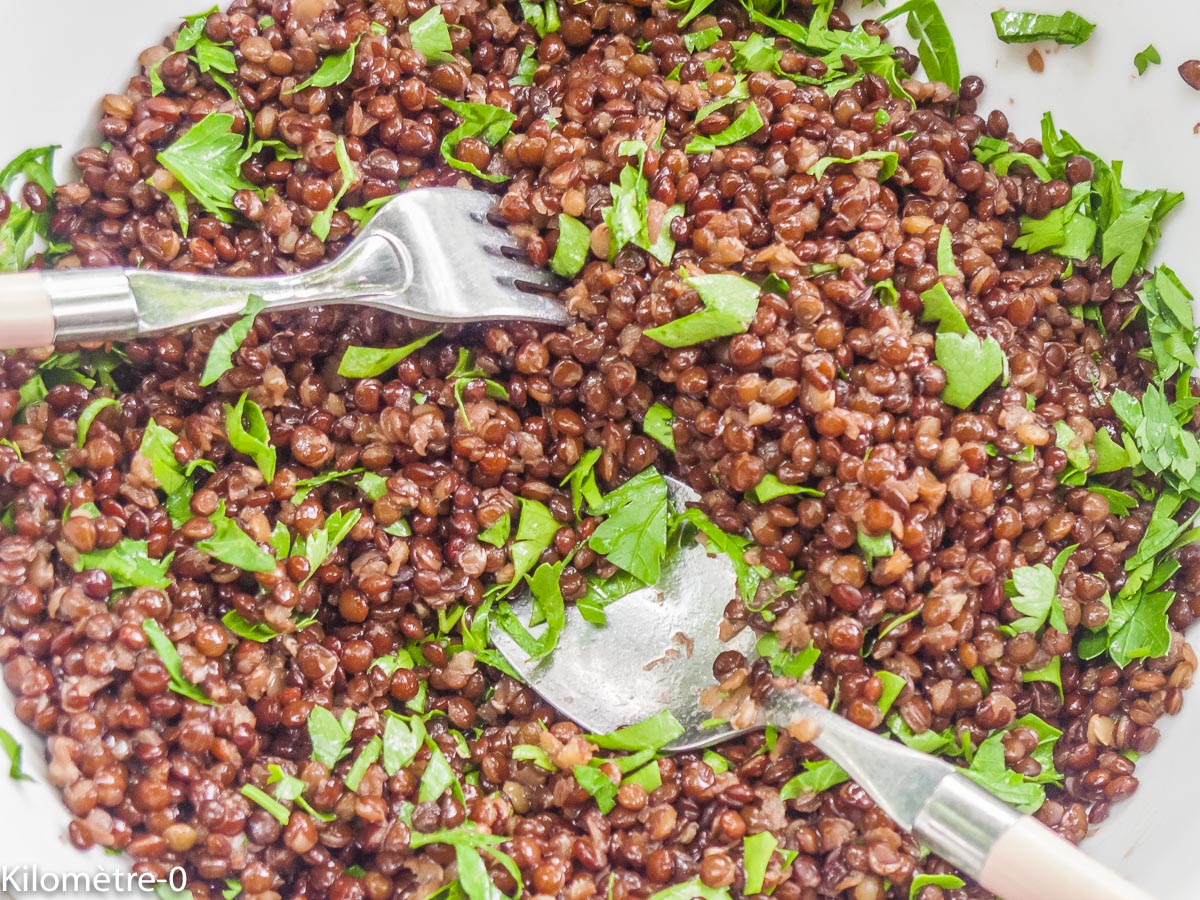 Photo de recette de lentilles beluga de Kilomètre-0, blog de cuisine réalisée à partir de produits locaux et issus de circuits courts