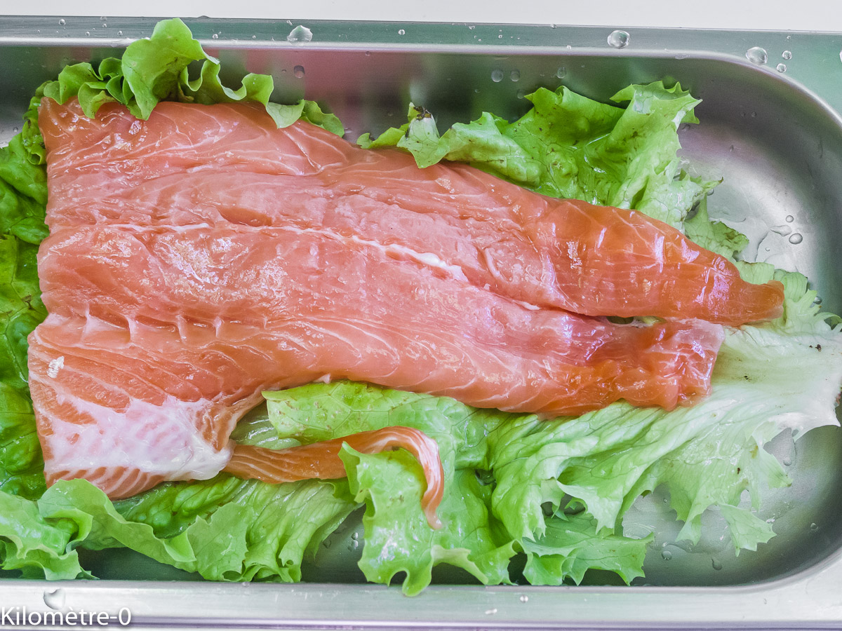 Photo de recette de saumon, four vapeur de Kilomètre-0, blog de cuisine réalisée à partir de produits locaux et issus de circuits courts