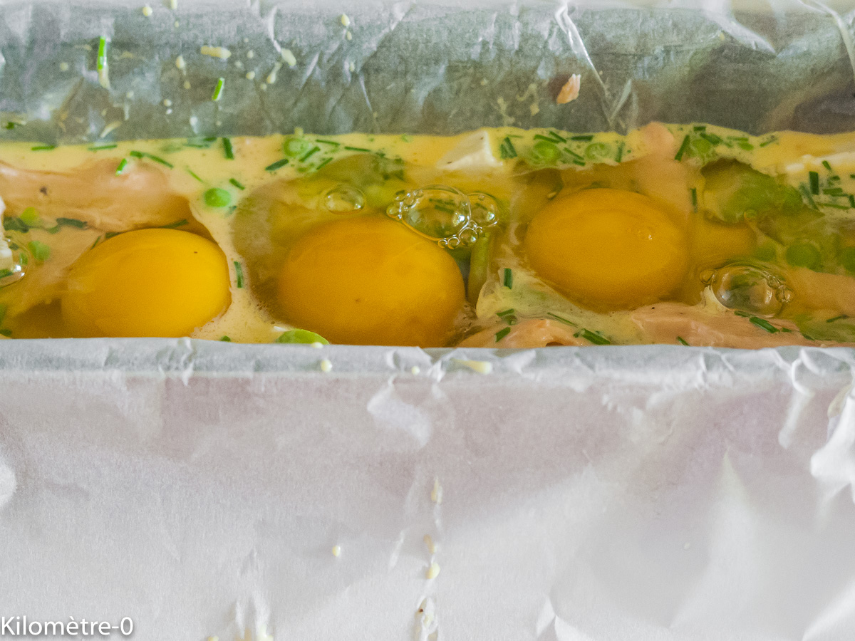 Photo de recette de terrine, facile, rapide, légumes, oeufs, saumon, bio de Kilomètre-0, blog de cuisine réalisée à partir de produits locaux et issus de circuits courts