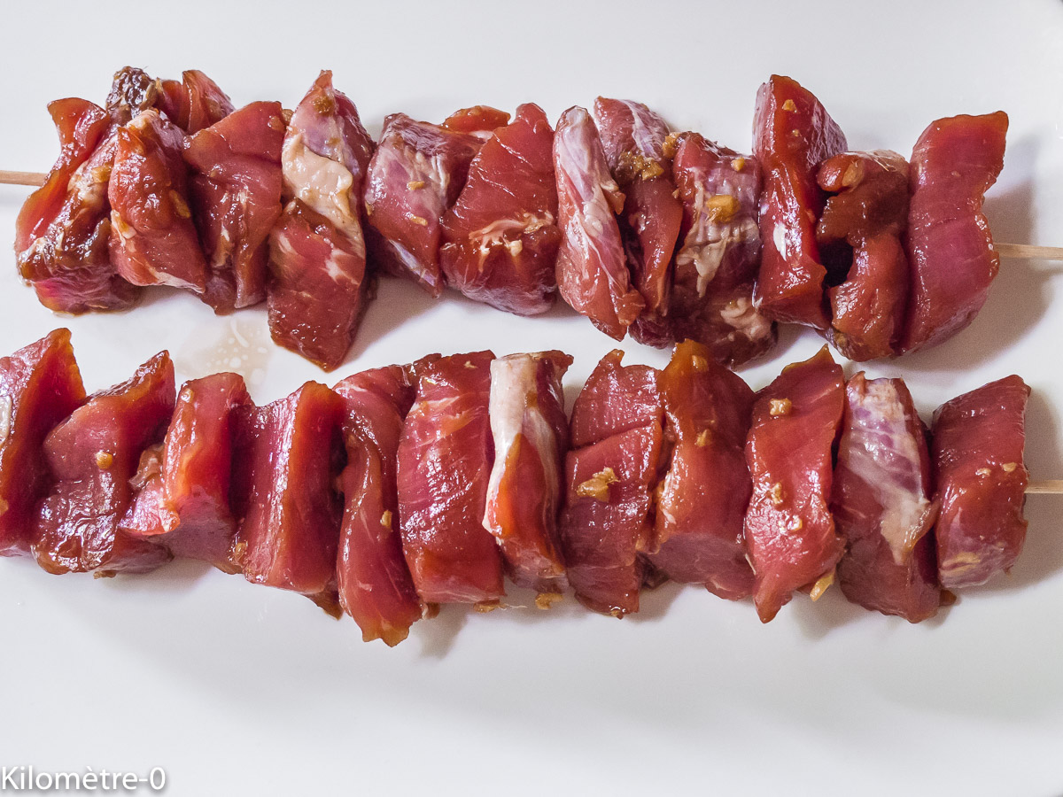 Photo de recette de brochettes, filet de porc, filet mignon, facile, rapide de Kilomètre-0, blog de cuisine réalisée à partir de produits locaux et issus de circuits courts