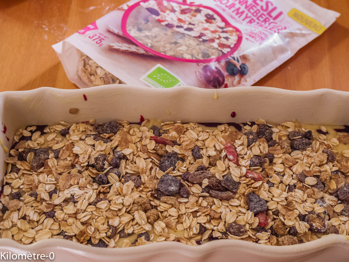 Photo de recette de gâteau du matin au muesli terres et céréales de Kilomètre-0, blog de cuisine réalisée à partir de produits locaux et issus de circuits courts