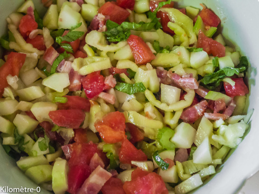 Photo de recette de salade légère de Kilomètre-0, blog de cuisine réalisée à partir de produits locaux et issus de circuits courts